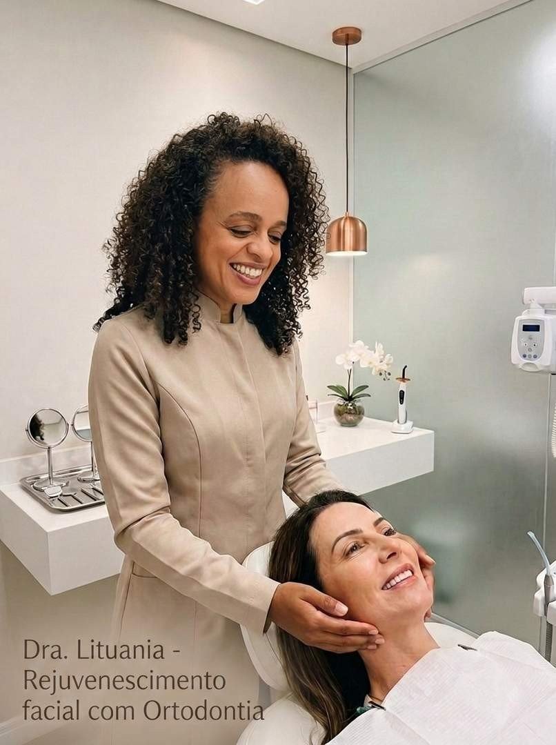 Dra. Lituania Fialho atendendo paciente adulta em consultório em São Paulo